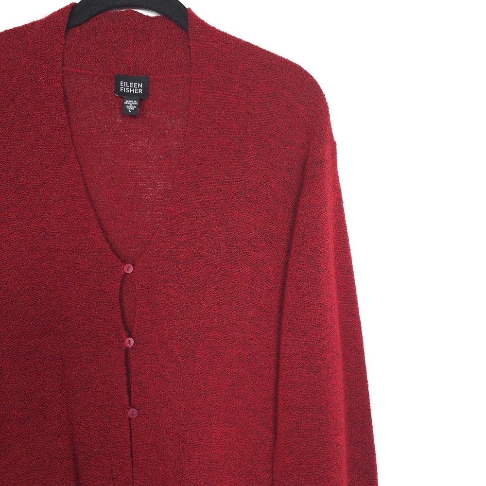 EILEEN FISHER Women Cardigan LARGE ITALIAN YARN Red Merino Wool Blend HONG KONG - Picture 7 of 8